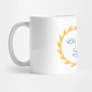 Sun Face Moon Yellow Retro Mug